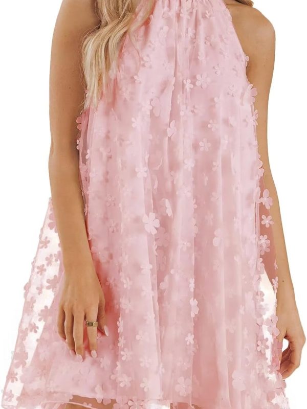 Women's Summer Wedding Guest Formal Dress Cocktail Halter Swing A-Line Mini Homecoming Dress